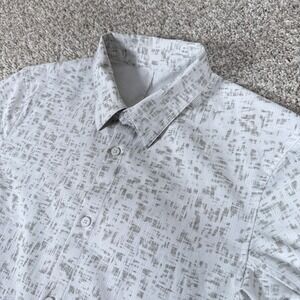 Lululemon Shirt Mens L White Grey Airing Easy Short Sleeve Tech Button Up